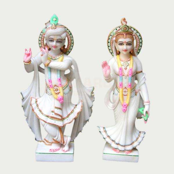 White Radha Krishna Statue